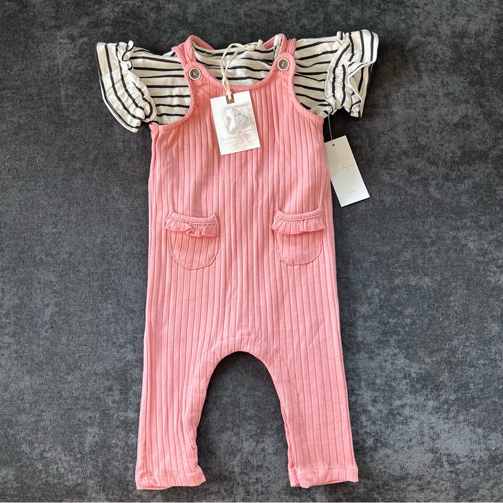 NWT Jessica Simpson 2 Piece Overall Set Size 12 Months